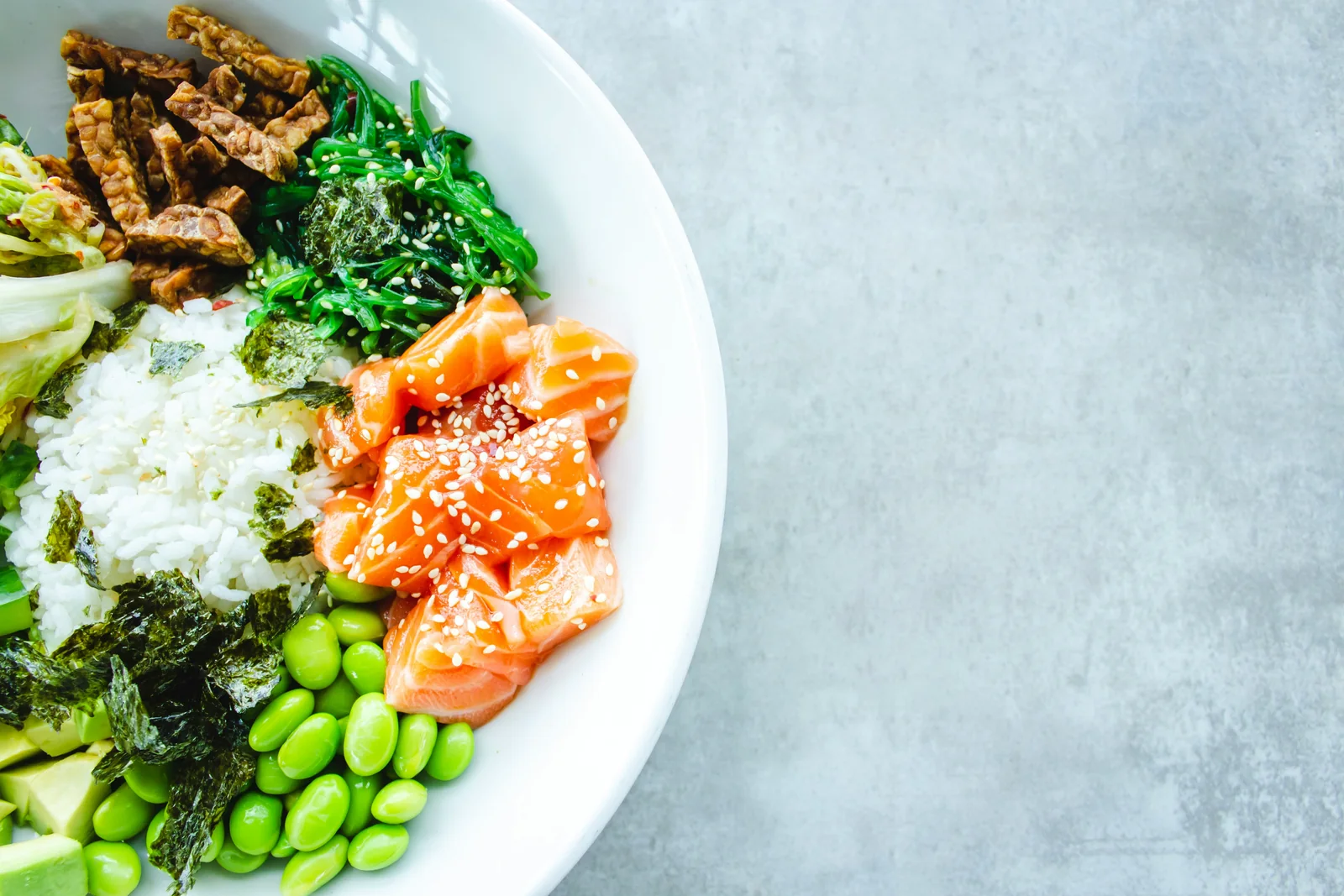 Bowl with vegetables, beans, and grains
